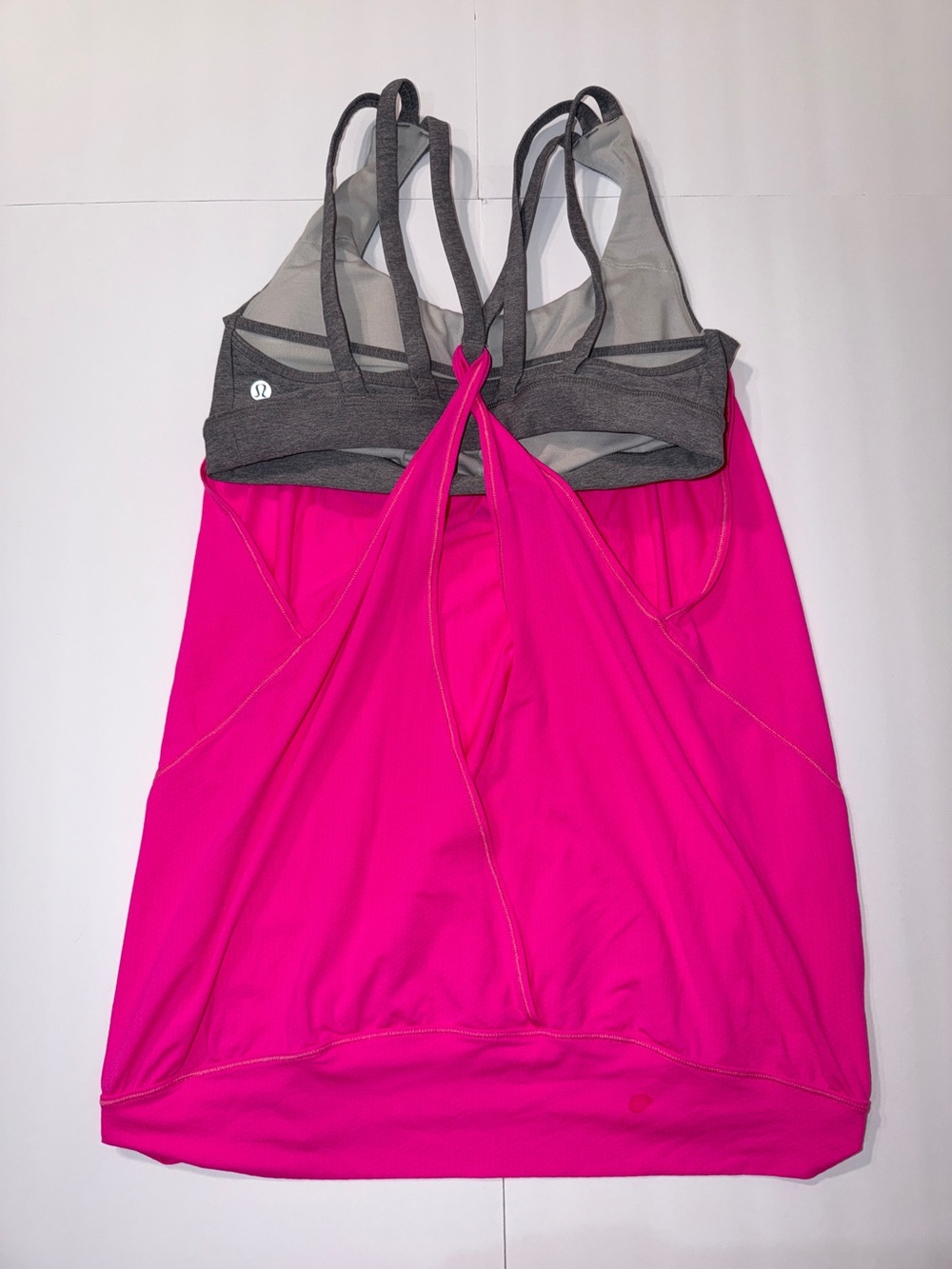 Lululemon Bright Pink Athletic Tank with Grey Strappy Back - Picture 2 of 7